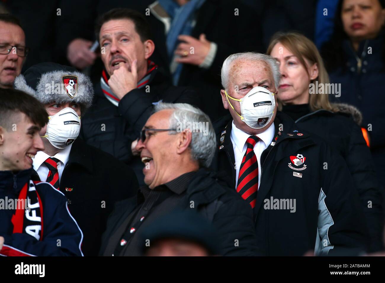 Bournemouth fans wear face masks in the stands during the Premier