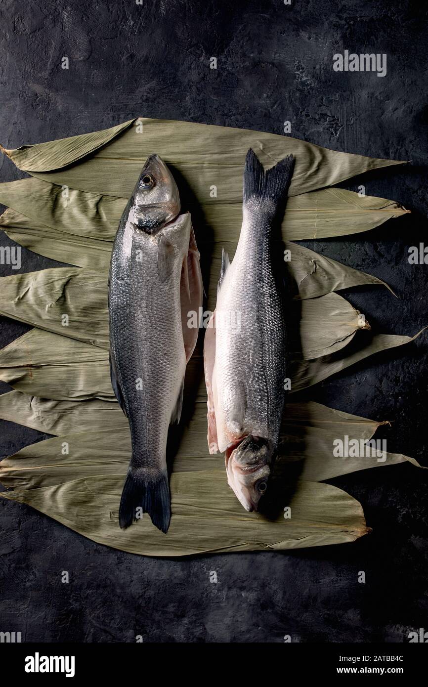 Raw uncooked fish sea bass Stock Photo Alamy