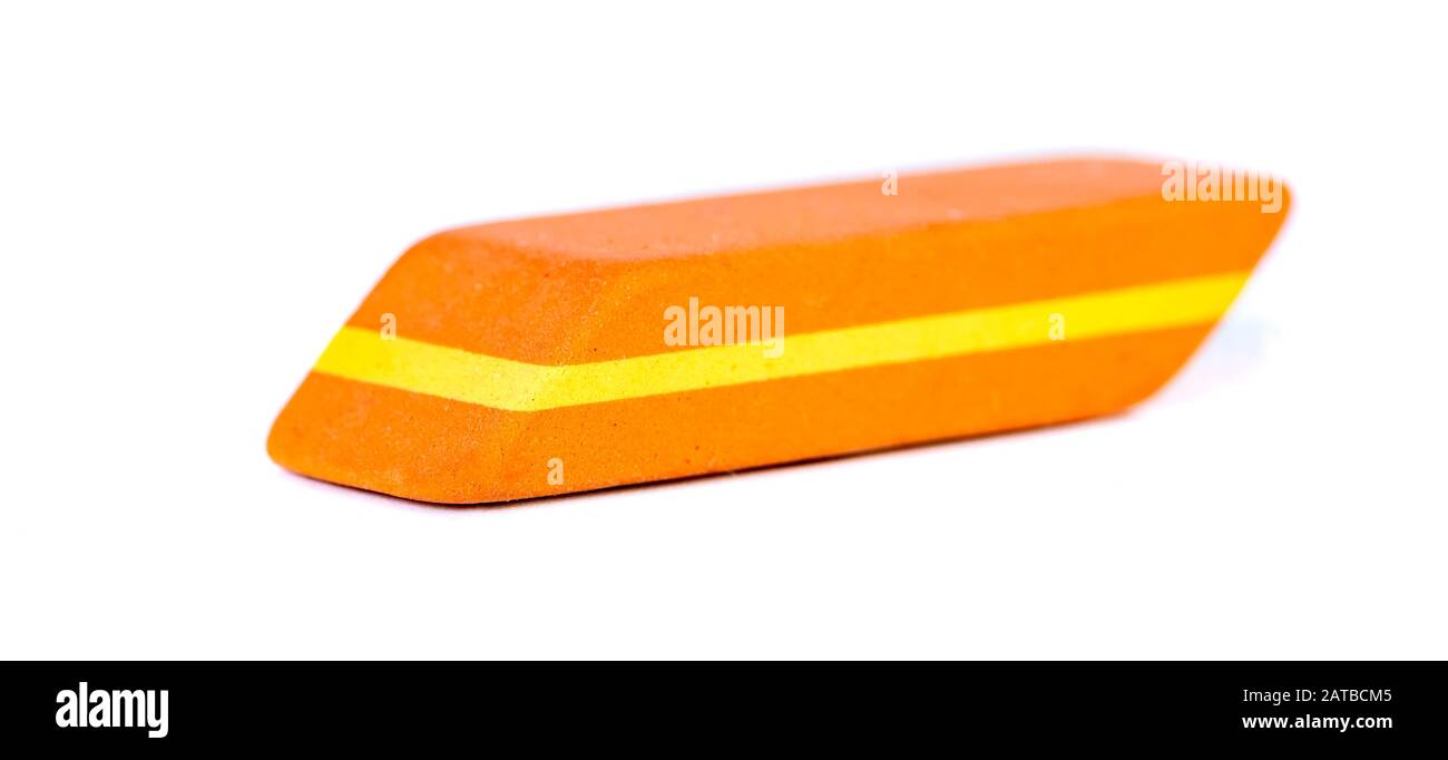 Rubber eraser for pencil and ink pen isolated on white background Stock