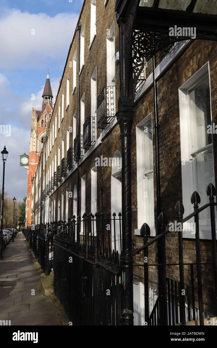 Union Chapel and houses in Highbury and Islington Stock Photo