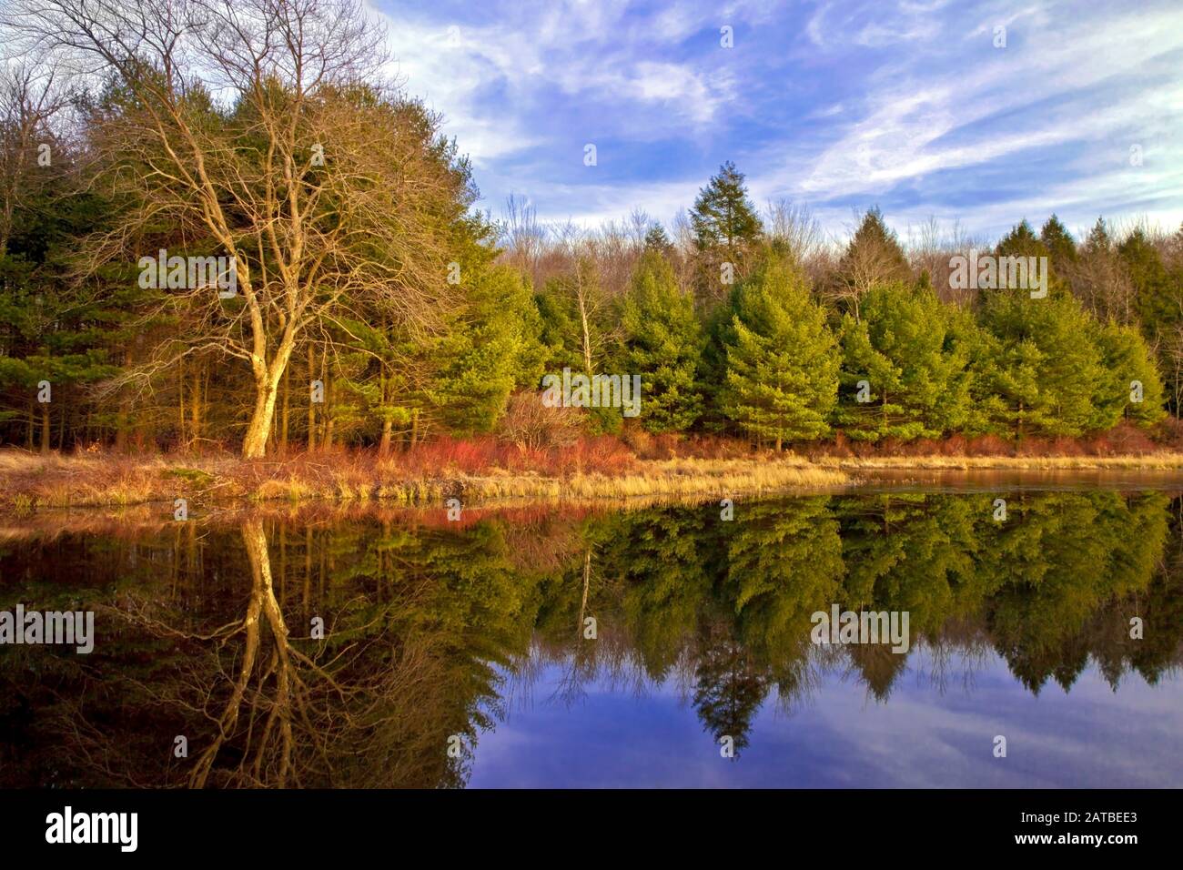 Pennsylvania pocono mountains lake wallenpaupack hires stock