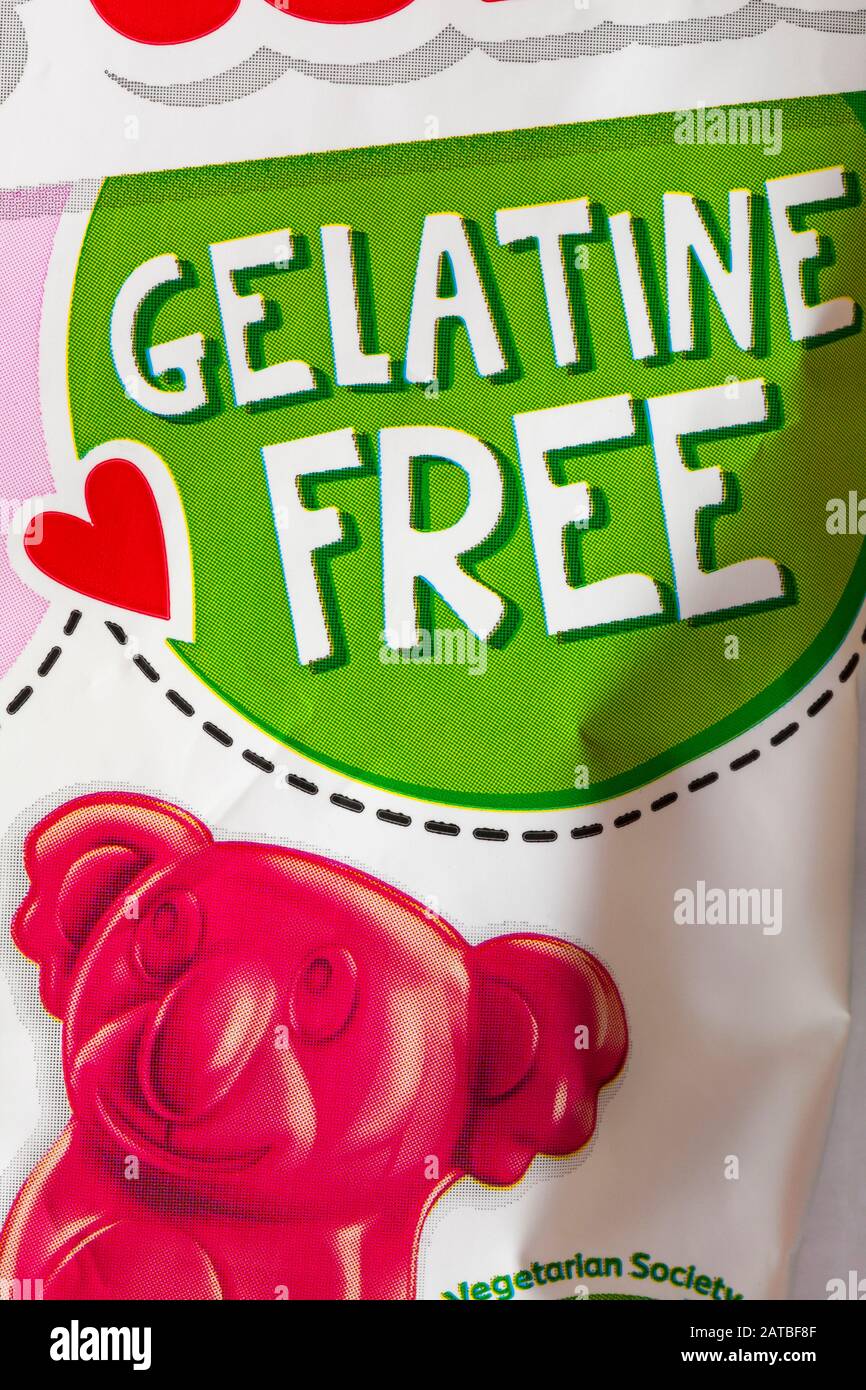 Gelatine Free detail on packet of Fruittella Koalas gelatine free