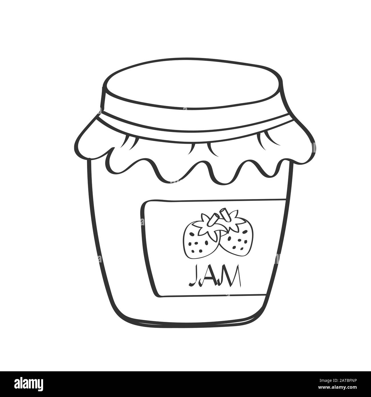 Premium Vector  Cute jar of strawberry jam isolated on white background  hand drawn illustration in doodle style