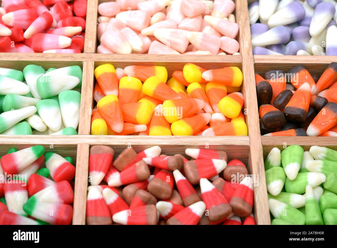 colorful pastel candy corn in the box Stock Photo Alamy