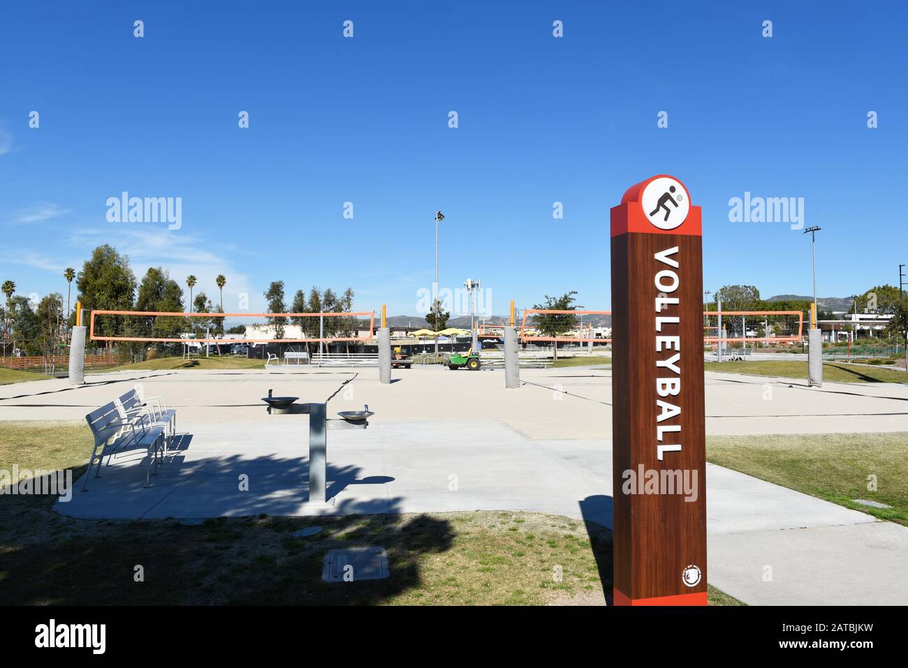 IRVINE, CALIFORNIA - 31 JAN 2020: Sand volleyball courts at the Orange County Great Park. Stock Photo