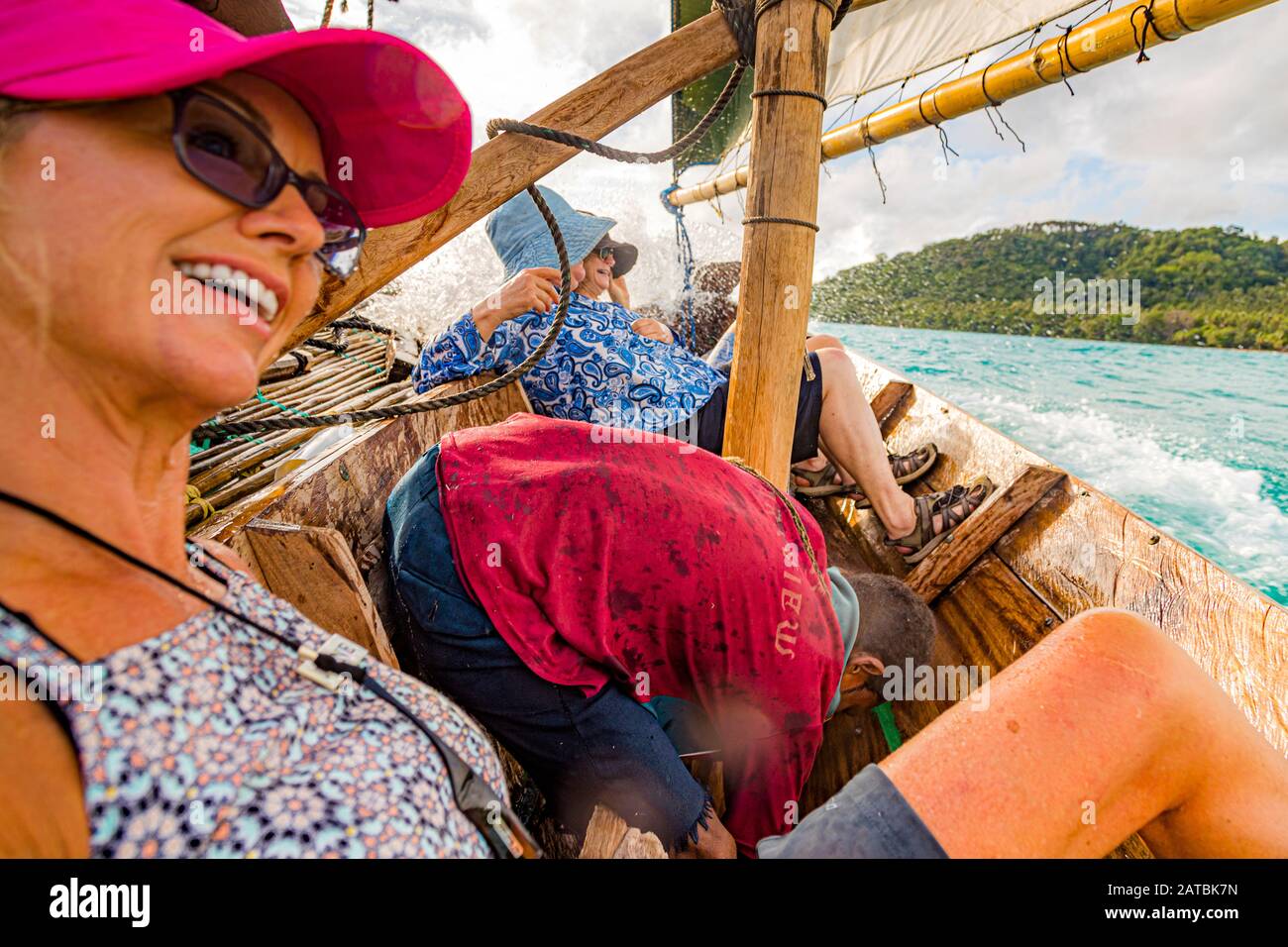 Polynesian style sailing on a Proa (multihull outrigger sailboat) in