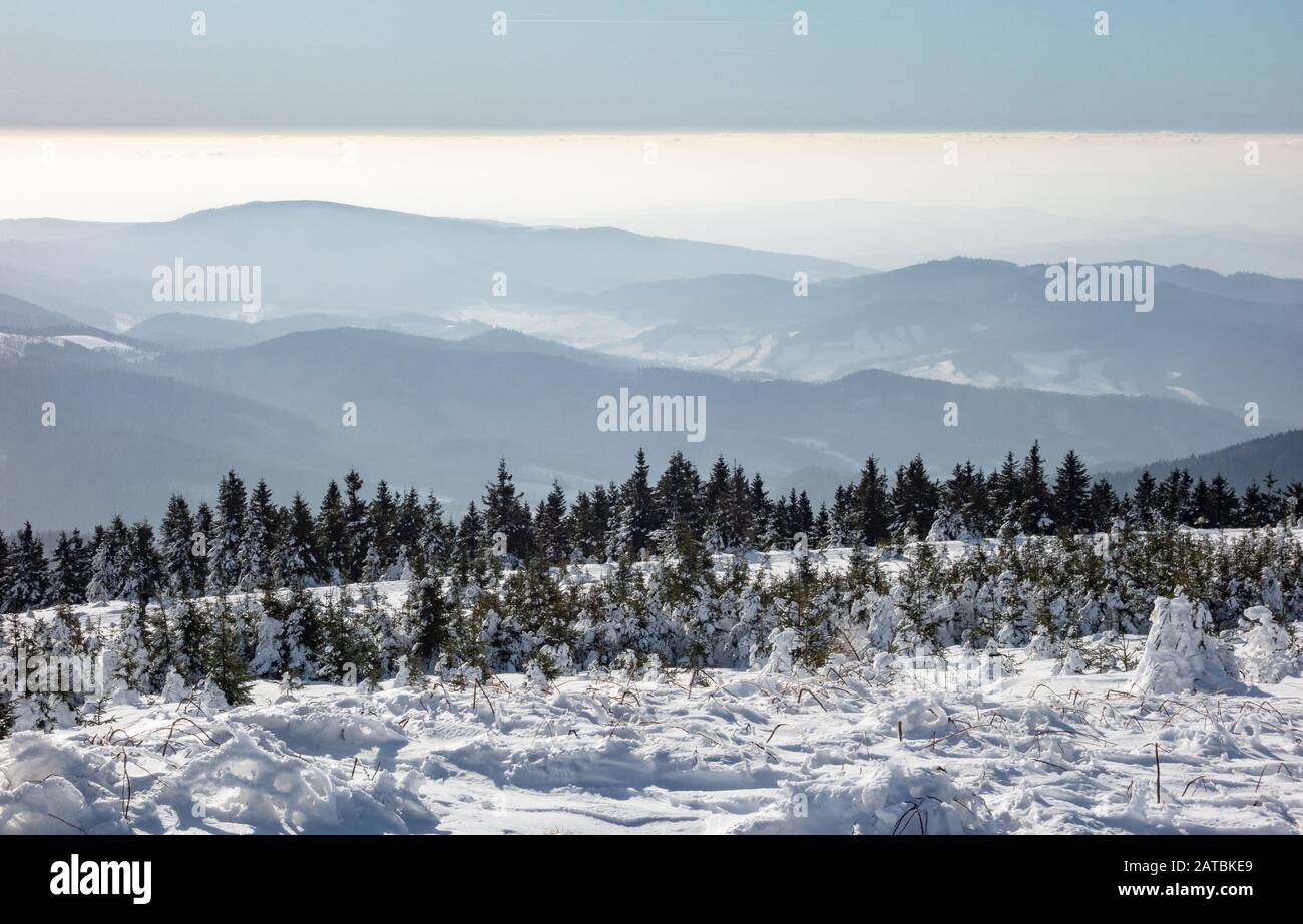 Horizons of the mountains in the Czech Republic Stock Photo