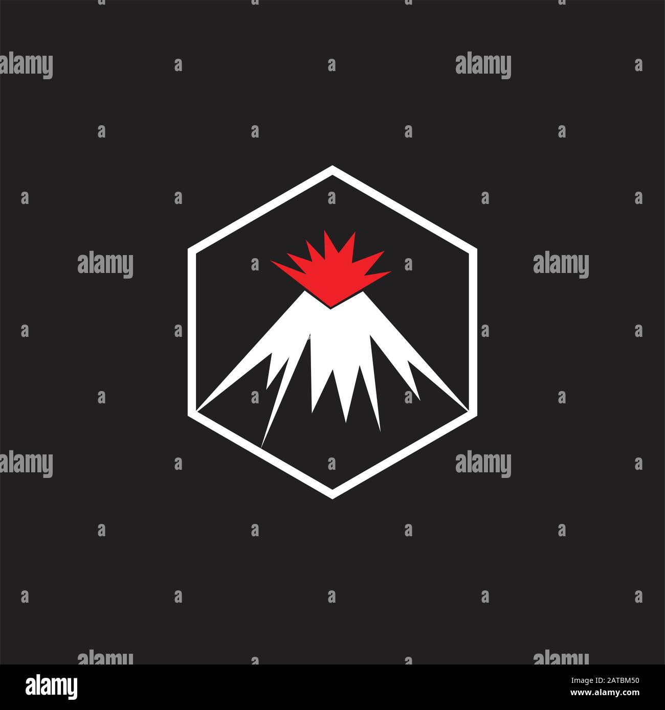 volcano mountain hexagon simple logo Stock Vector