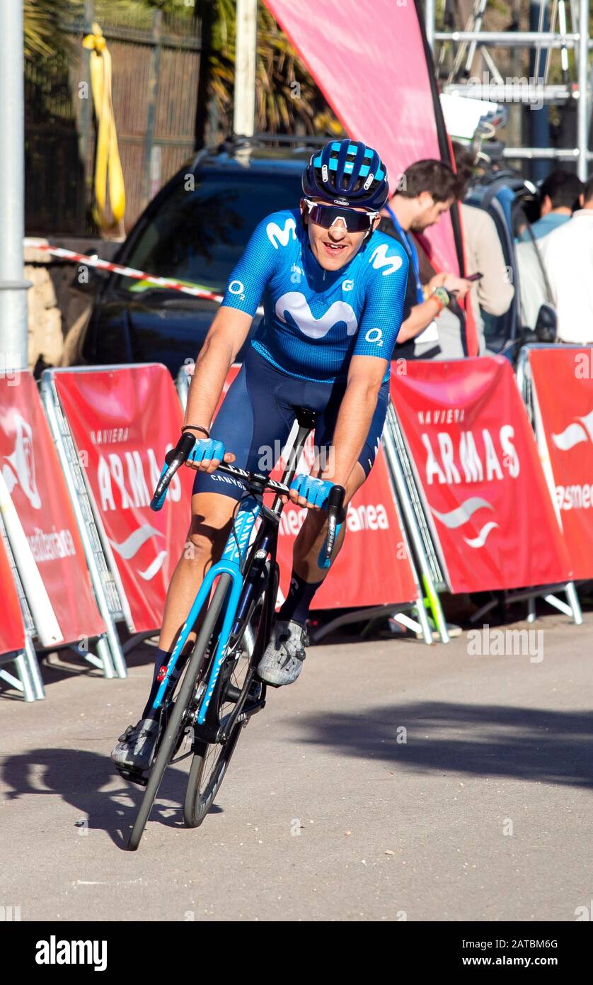Spanish Rider Marc Soler Of Movistar Team Crosses The Finish Line