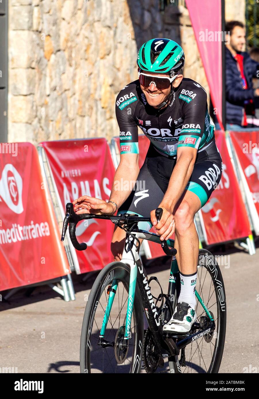 Austrian Rider Gregor Muhlberger Of Bora Team Crosses The Finish