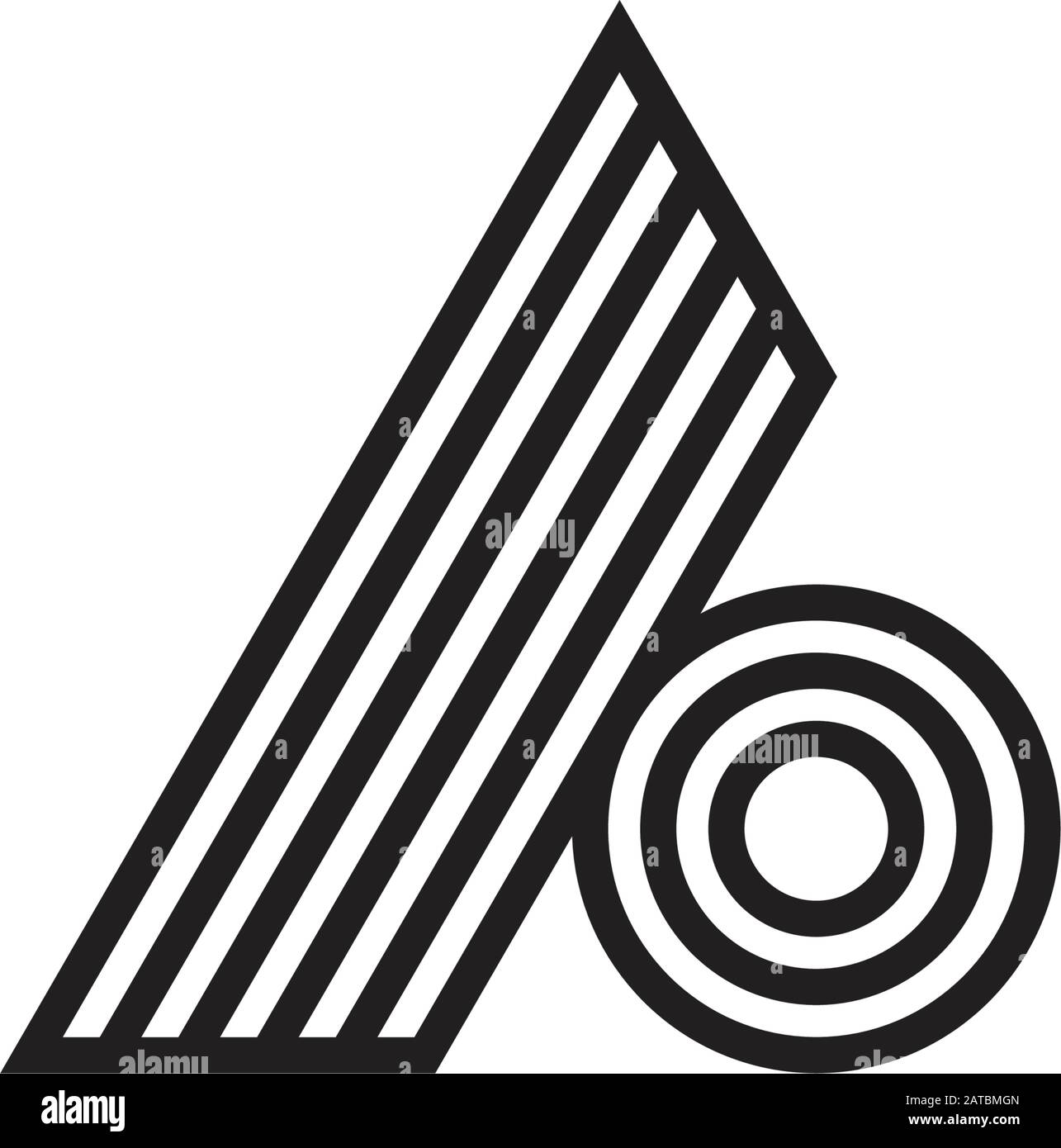 triangle stripes circle geometric lines art logo vector Stock Vector