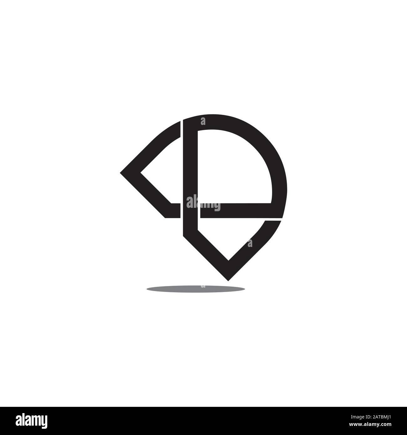 letter dk linked overlapping line shadow logo vector Stock Vector