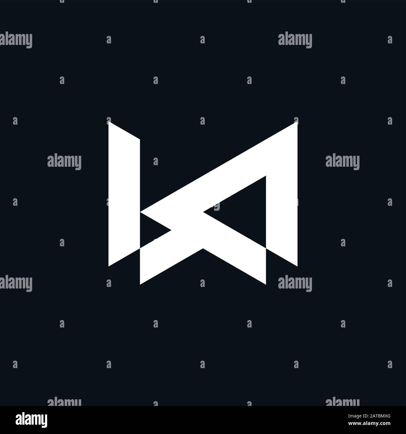 letter kw simple geometric line logo vector Stock Vector