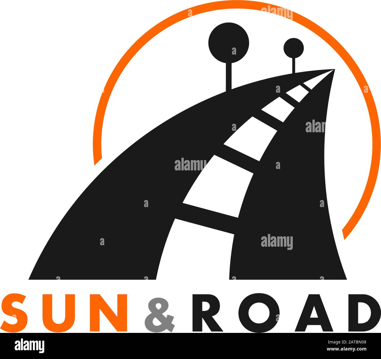 simple street sun road tree symbol geometric circle design logo vector ...