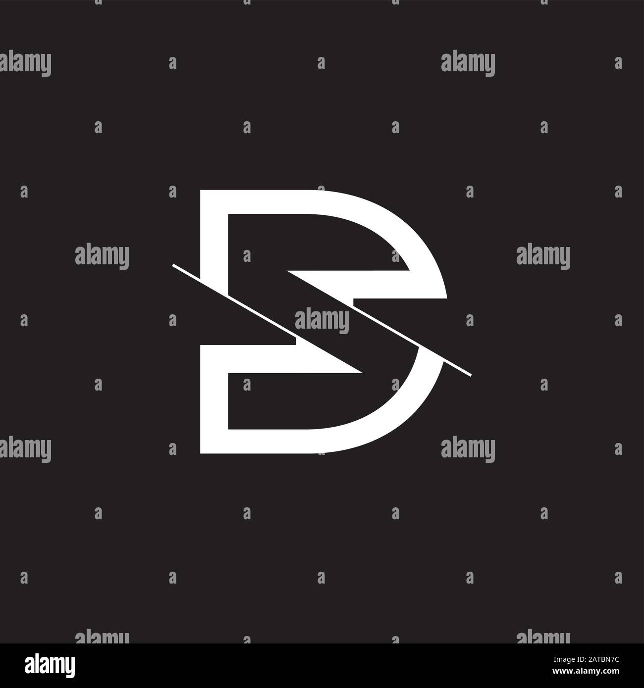 letter ds symbol geometric slice negative space logo vector Stock Vector