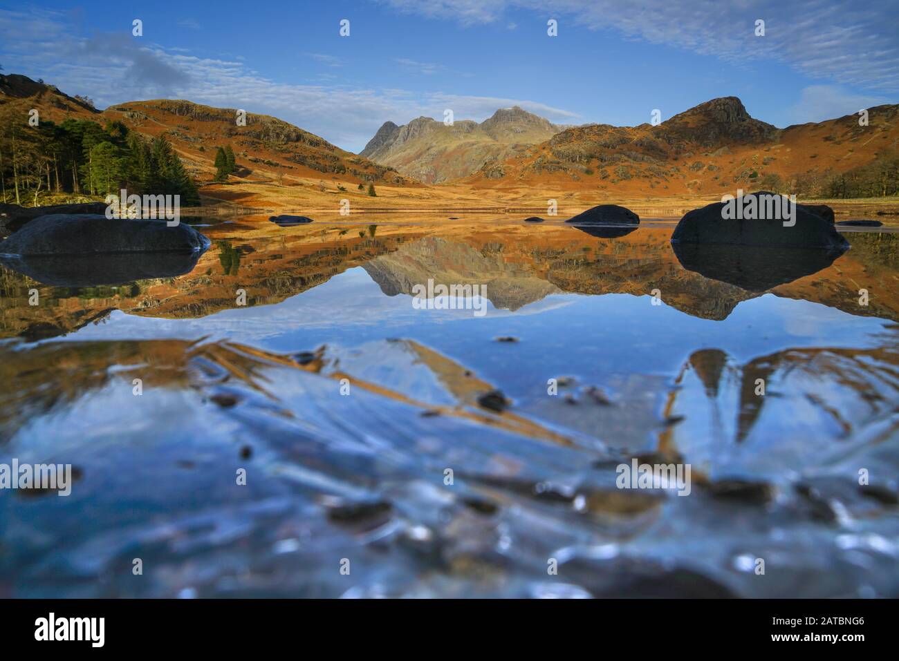 Blea Tarn during a winter sunrise Stock Photo Alamy