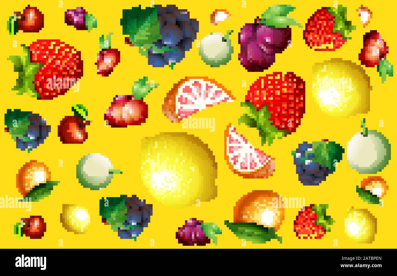 Seamless background pattern with fresh fruits illustration Stock Vector ...