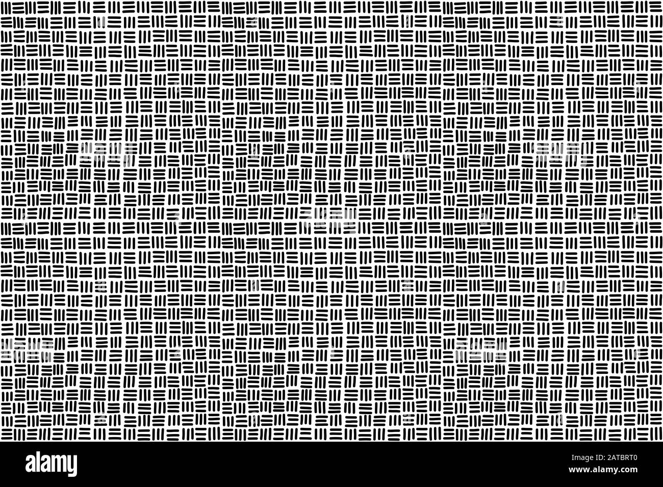 Seamless basketweave pattern background in black and white. Hand-drawn horizontal and vertical strands, resulting in square pattern. Stock Photo