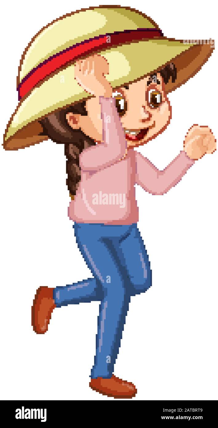 Happy girl in pink shirt on white background illustration Stock Vector ...