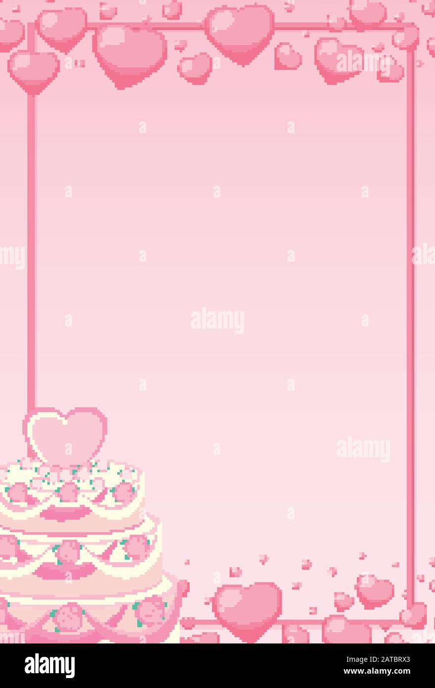 Valentine theme with pink hearts around the frame illustration Stock ...