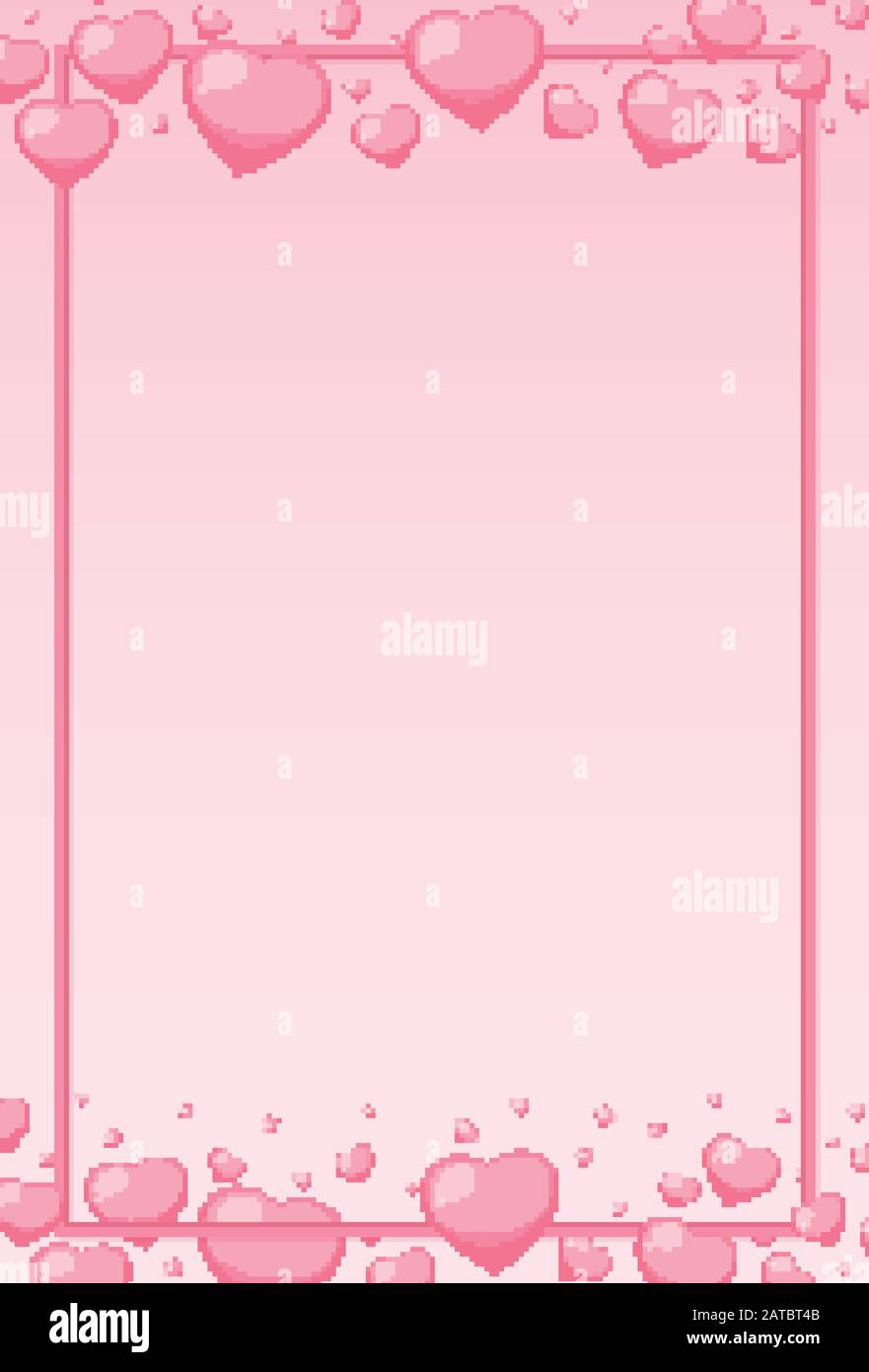 Valentine theme with pink hearts around the frame illustration Stock ...