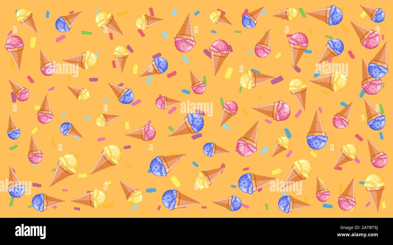 Seamless background pattern with ice creams illustration Stock Vector
