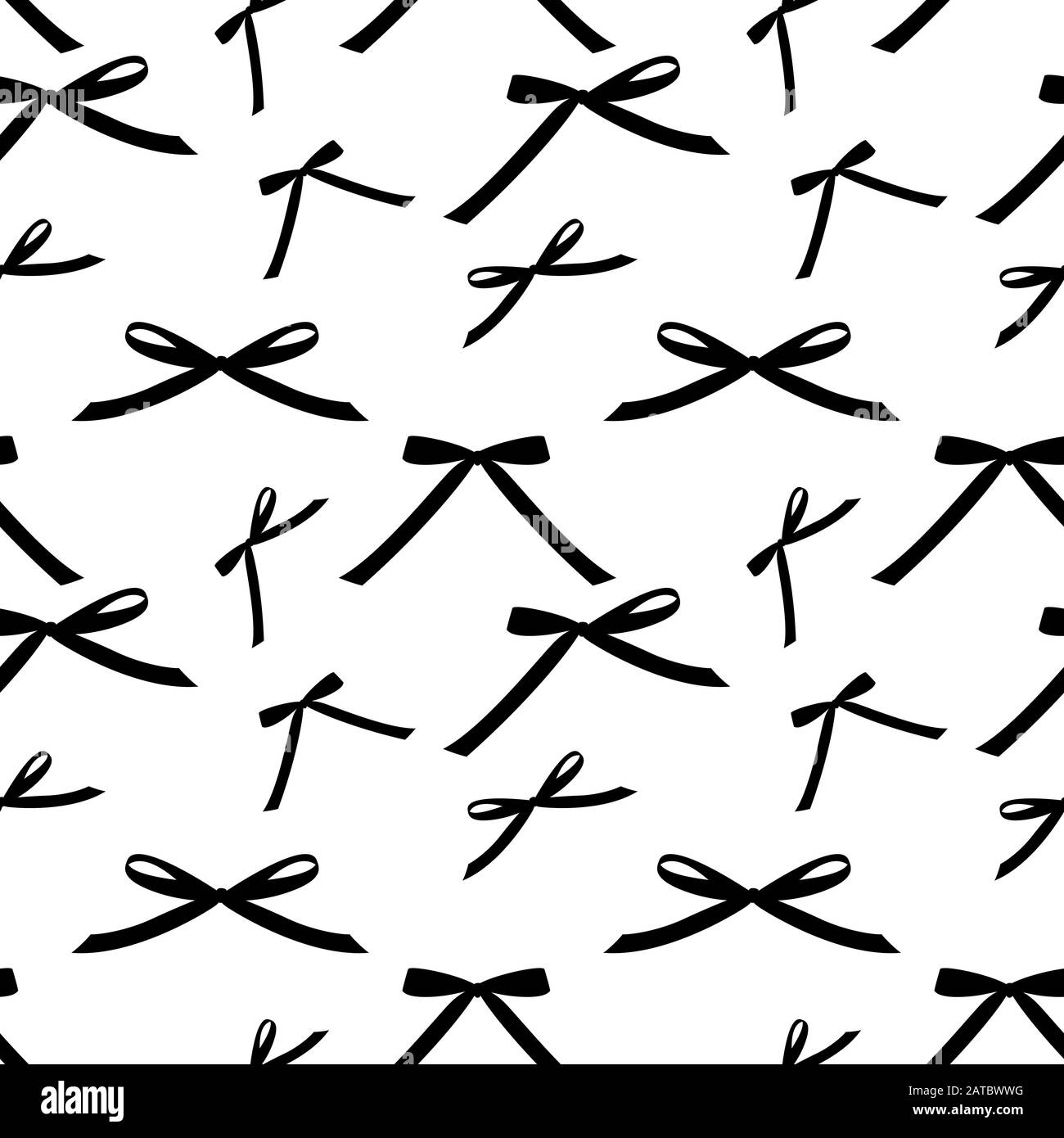Black Glossy Ribbon Bow. Seamless pattern. Vector Illustration Stock