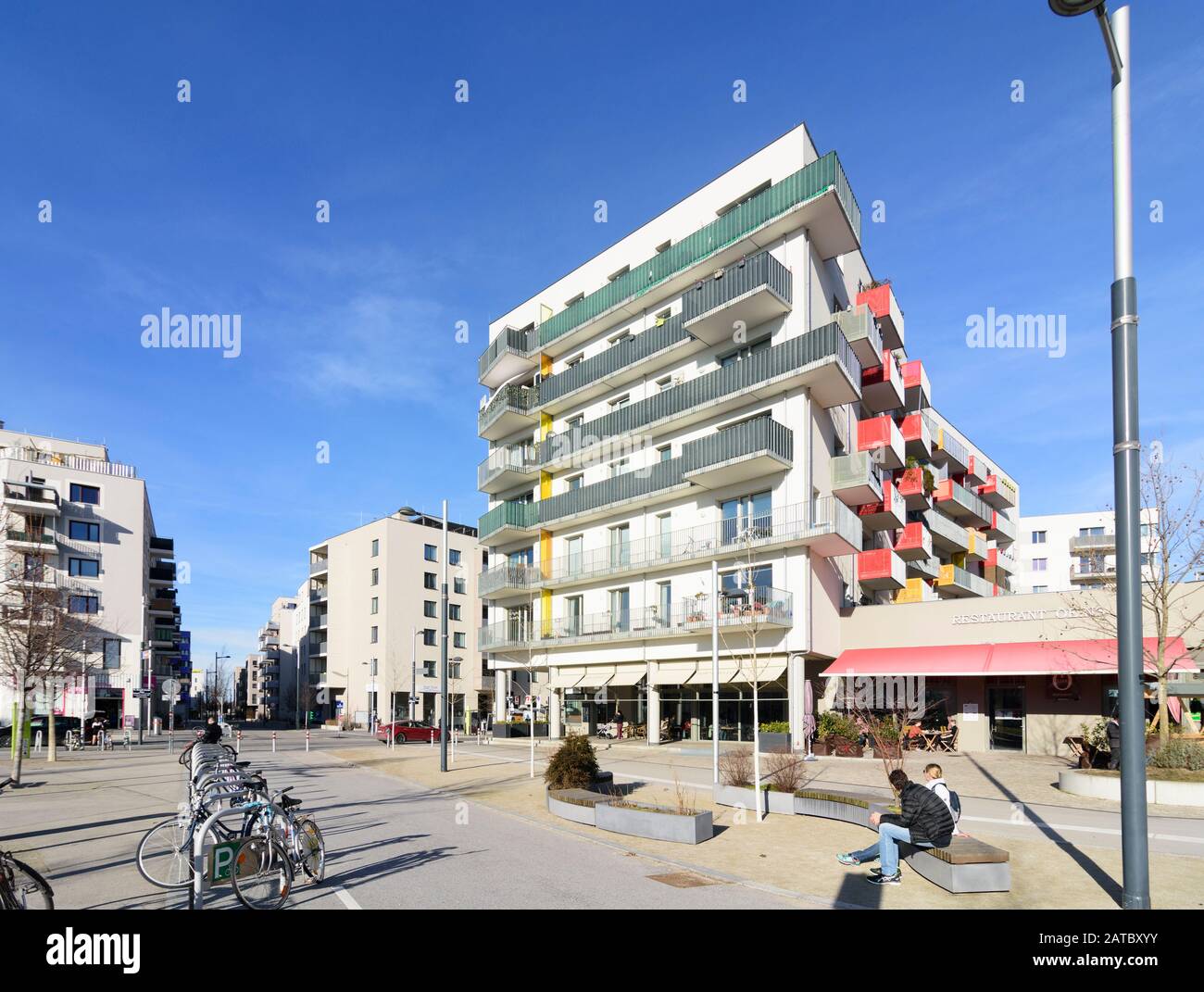Wien, Vienna apartment residential building, apartment houses, cafe
