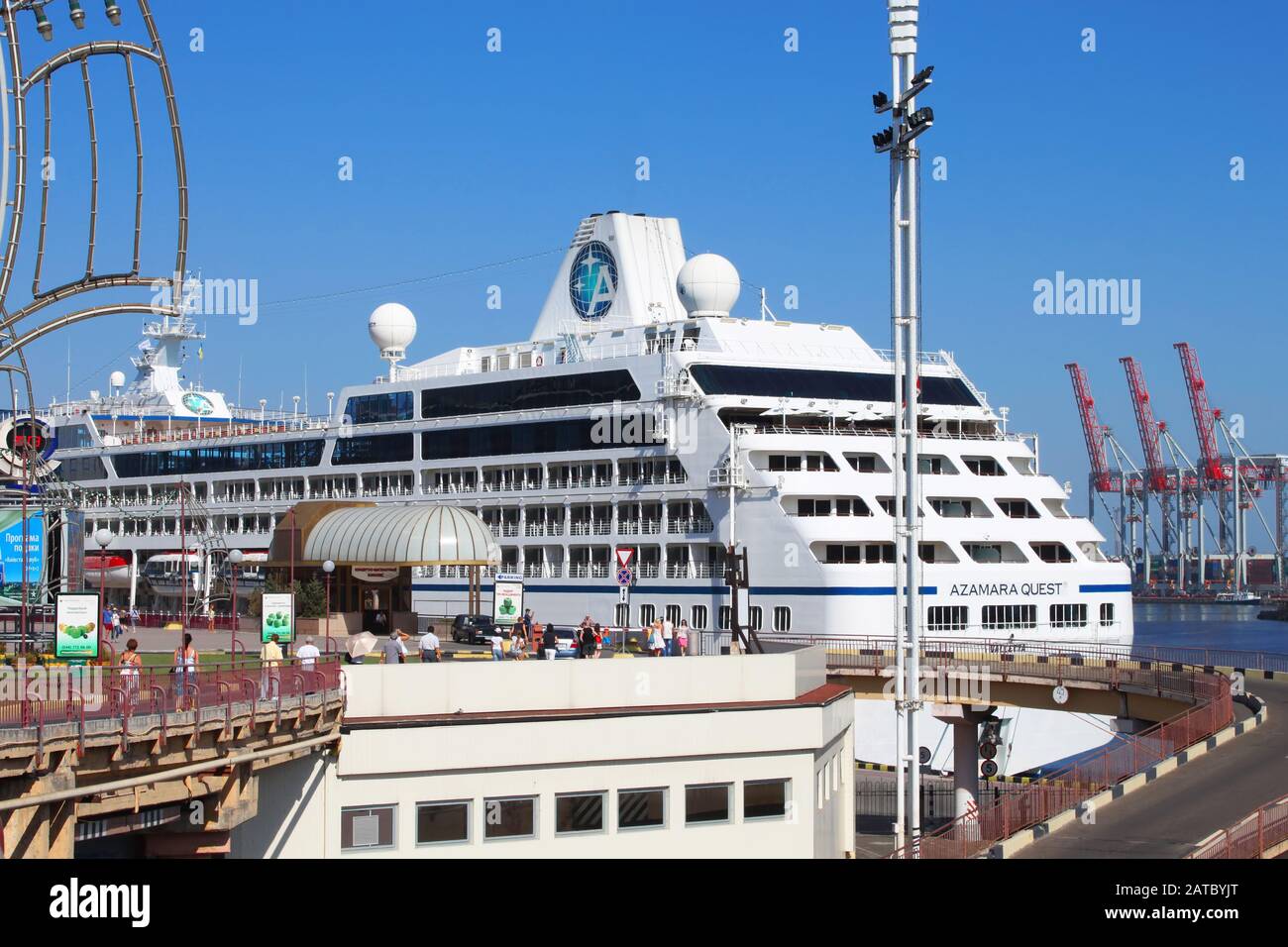 ODESA, UKRAINE - AUGUST 30, 2011: Azamara quest ship in the port. Azamara is a premium-luxury cruise Stock Photo