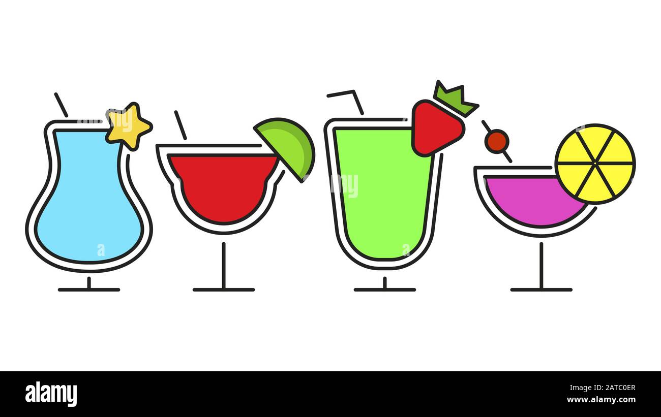 The Cocktail Glass. A Simple Linear Icon With A Thin Outline. Flat Stock Vector