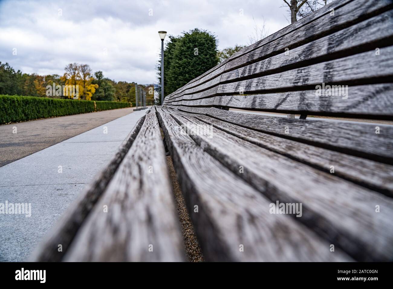 Germany Bench old wooden bench in the city heart of berlin germany, isolated bench in ...