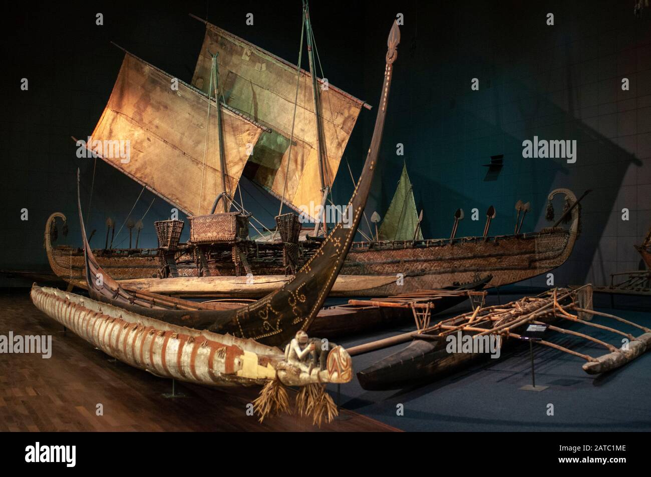 Ethnological Museum of Berlin, ships, division South Sea, Lansstrasse, Dahlem, Berlin, Germany / Ethnologisches Museum Stock Photo