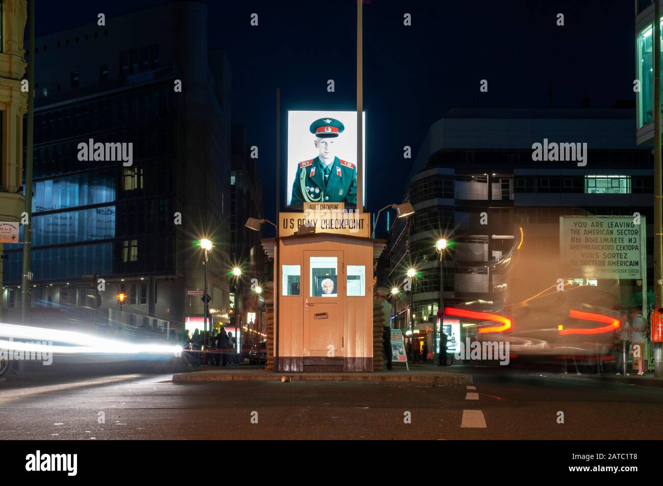 Former border crossing for diplomats in Berlin, Friedrichstrasse, Check Point Charlie in Berlin Germany Stock Photo