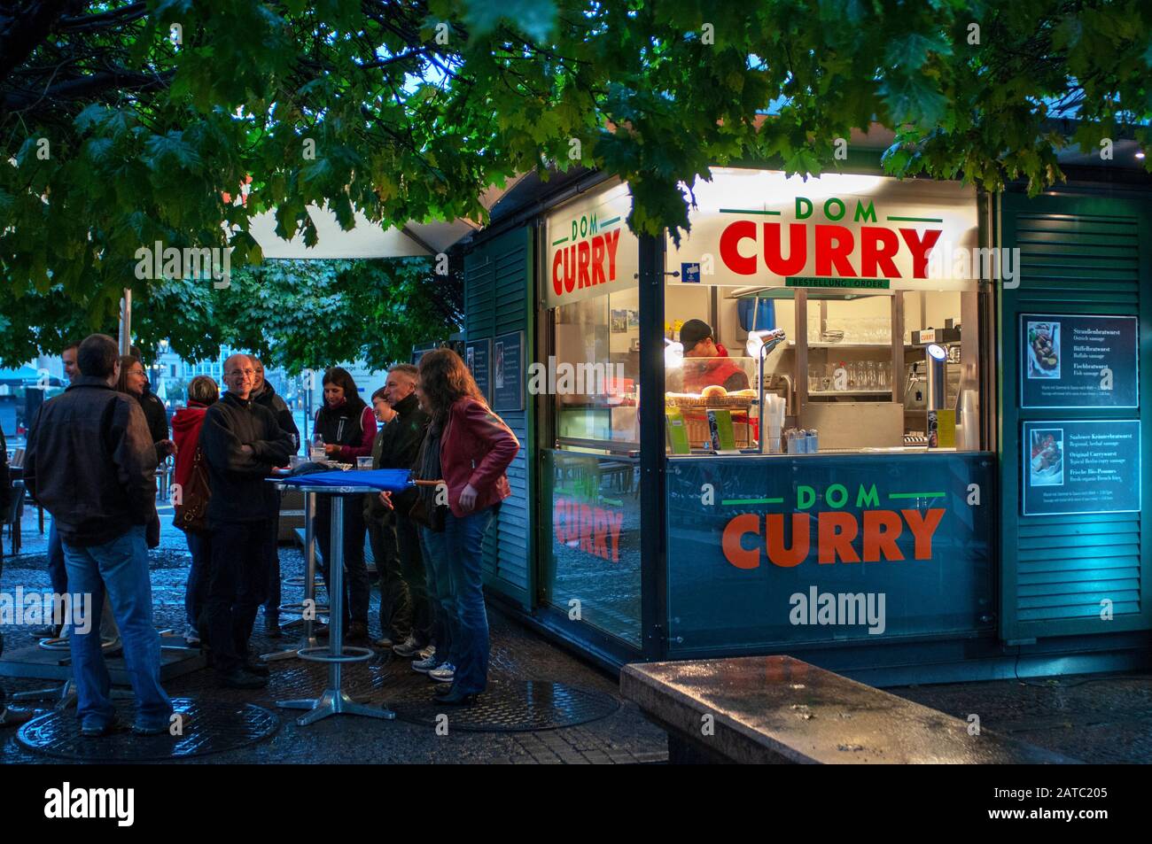 Currywurst bar restaurant Dom Curry at Gendarmenmarkt Square, in the central city, Berlin Germany Stock Photo