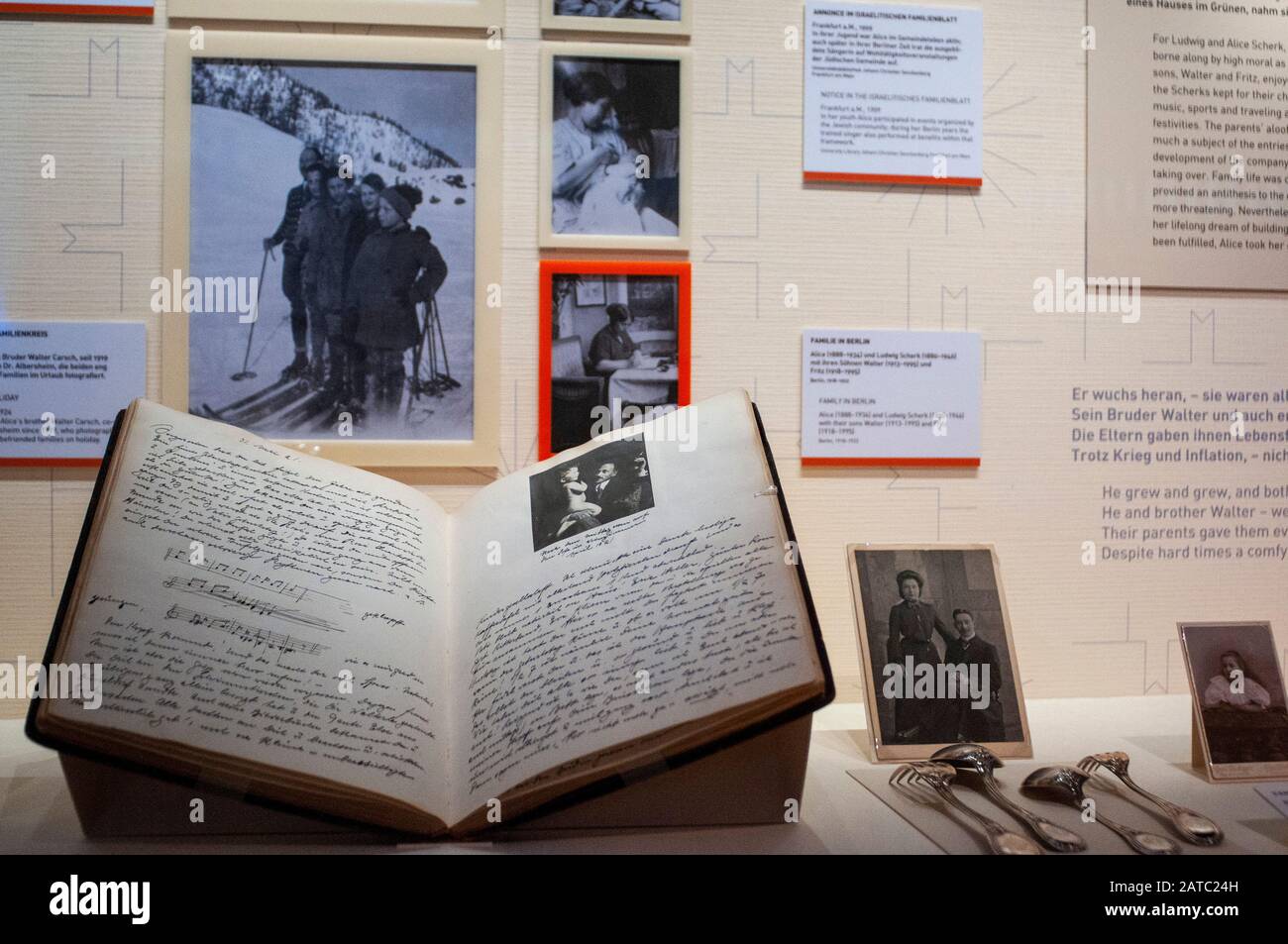 Exhibition inside the Jewish museum Judisches Museum in Lindenstrasse street Berlin Germany. The Jewish Museum Berlin (Judisches Museum Berlin) is one Stock Photo