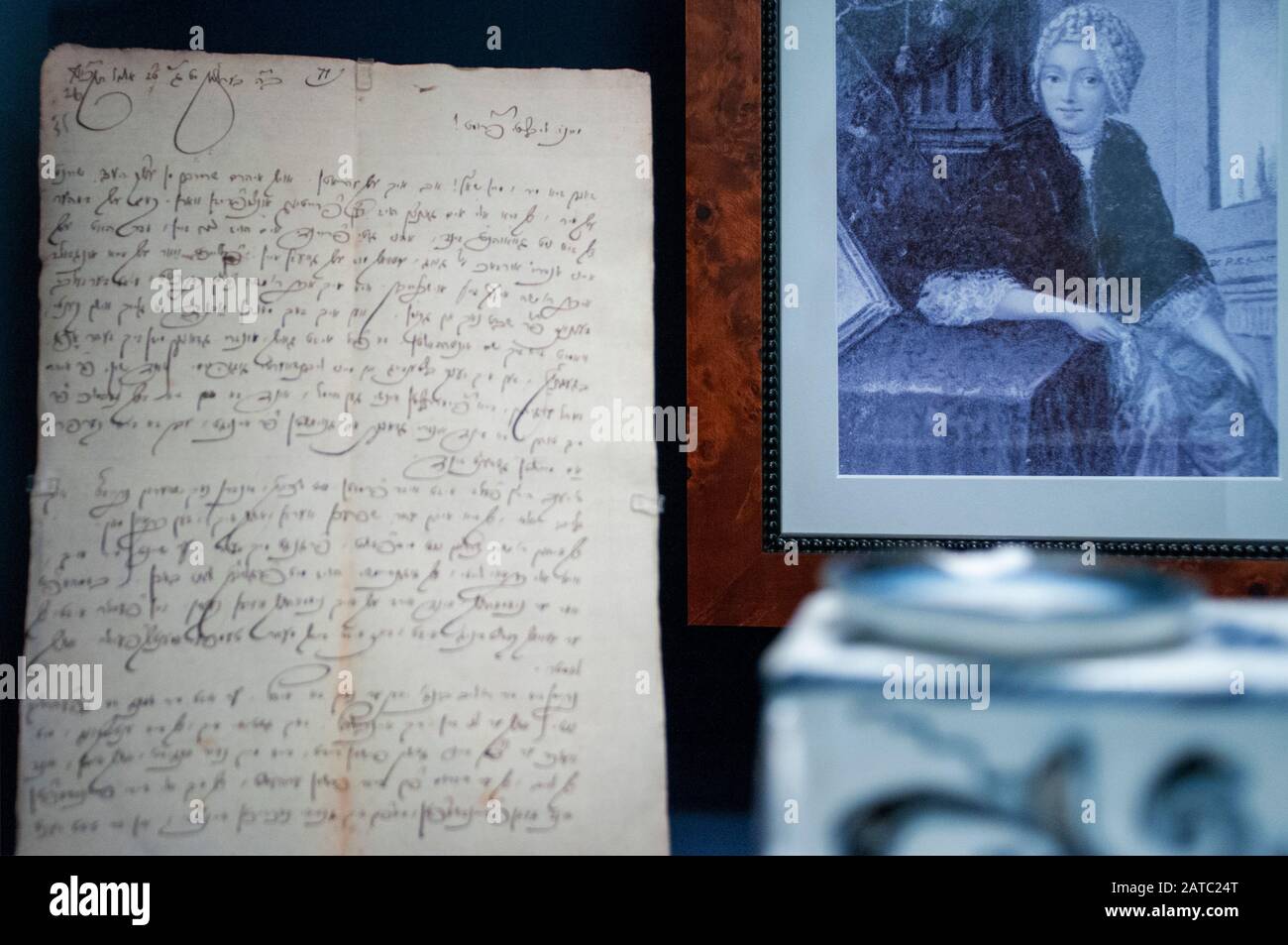Exhibition inside the Jewish museum Judisches Museum in Lindenstrasse street Berlin Germany. The Jewish Museum Berlin (Judisches Museum Berlin) is one Stock Photo