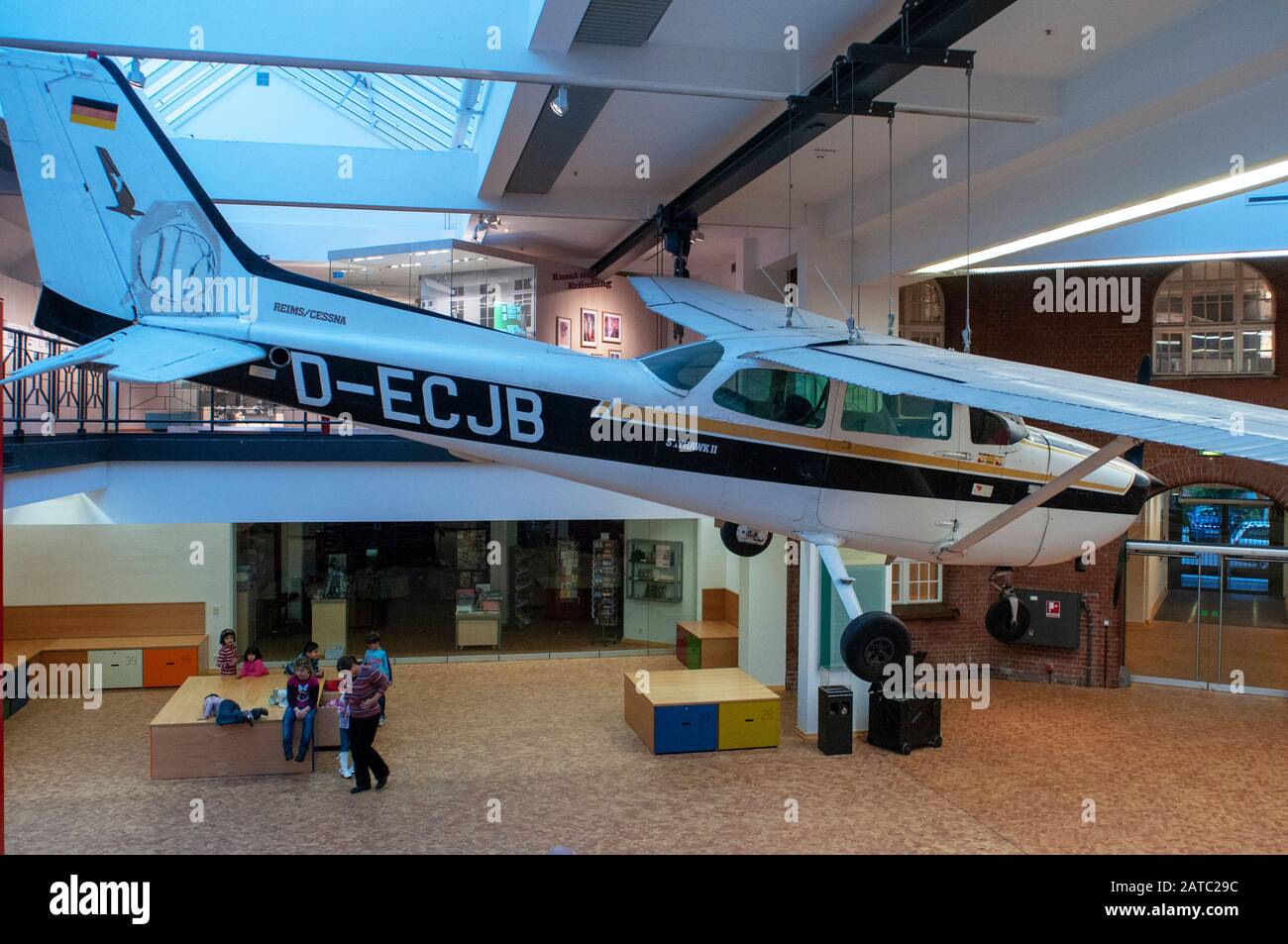 A Cessna 172 aircraft in Deutsches Technik Museum. Berlin, Germany Stock Photo