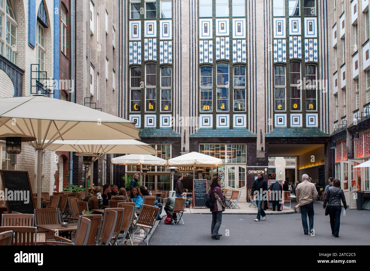 Hackesche Hofe mall shopping area is the first courtyard (HOF 1), built in the Jugendstil manner by German artist August Endel in 1907 Mitte Berlin Ge Stock Photo