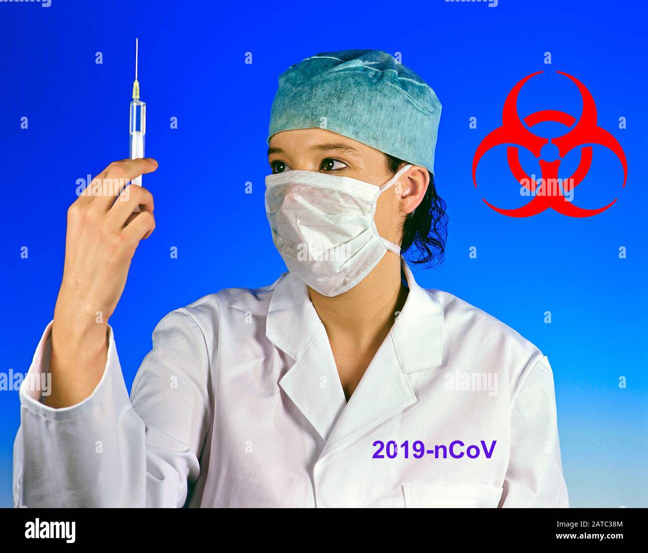 Aerztin mit Spritze, Impfstoff, Corona-Virus, 2019-nCoV, Stock Photo