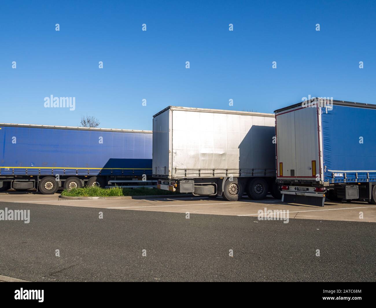 Trucks parked on a motorway rest area Stock Photo