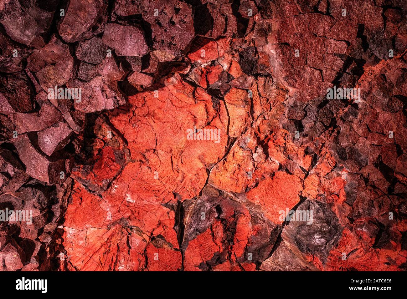 Background of cooled off lava crust Stock Photo