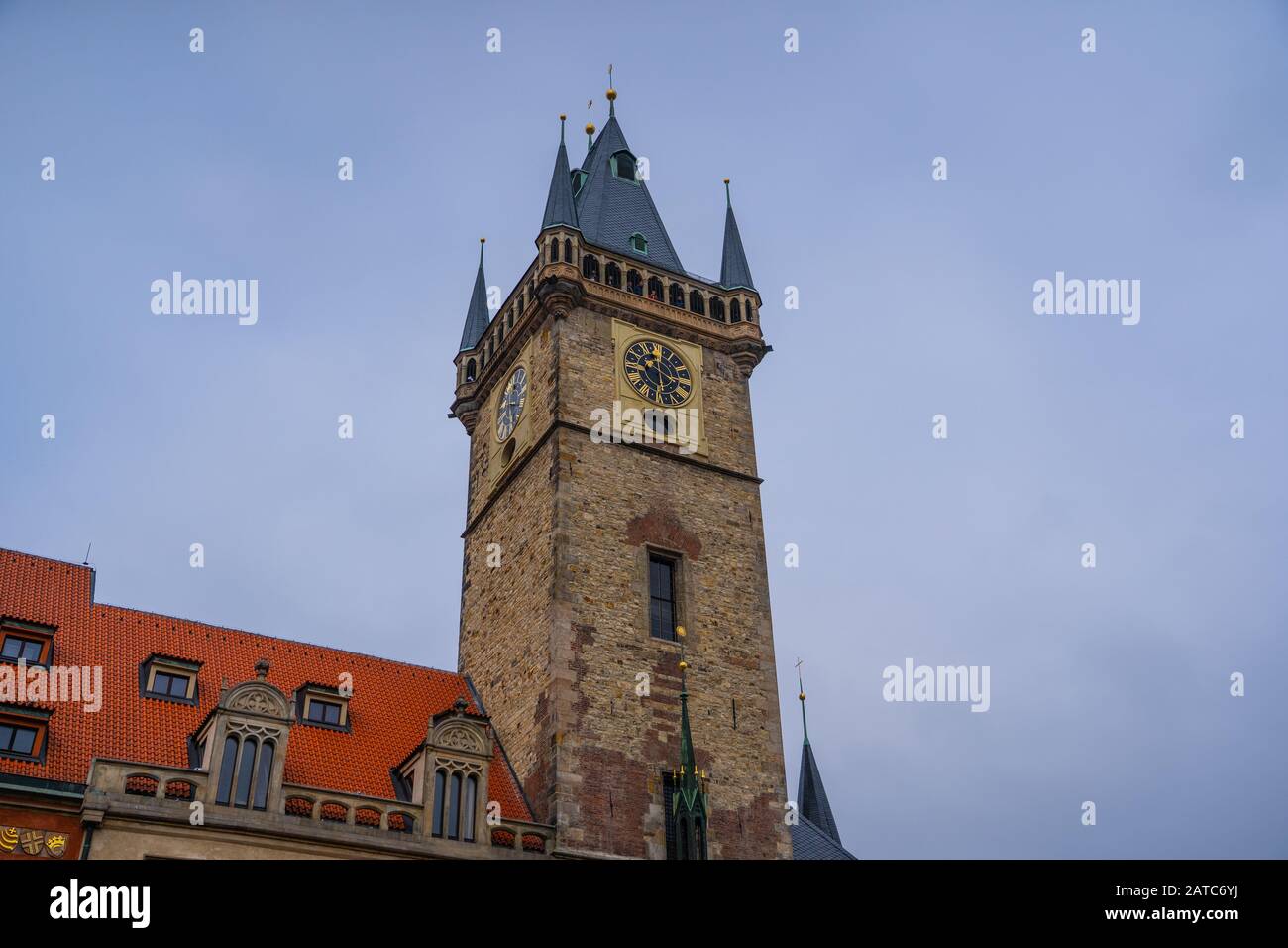 The Old Town Hall Tower with the Horologe, the medieval astronomic clock, Prague, Czech Republic Stock Photo