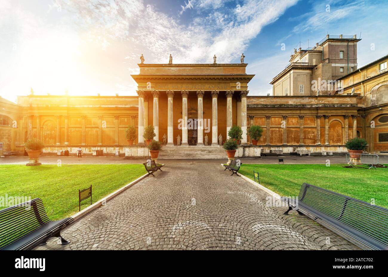 Belvedere Courtyard in Vatican. Old palace in Vatican City, Italy. Stock Photo
