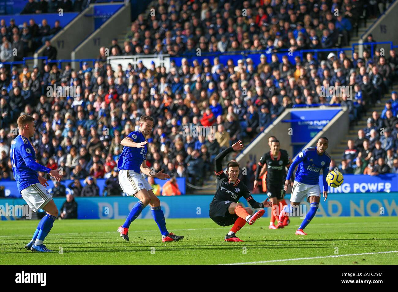 1st February 2020 King Power Stadium Leicester England Premier League Leicester City V Chelsea Mason Mount 19 Of Chelsea Shoots Wide Stock Photo Alamy
