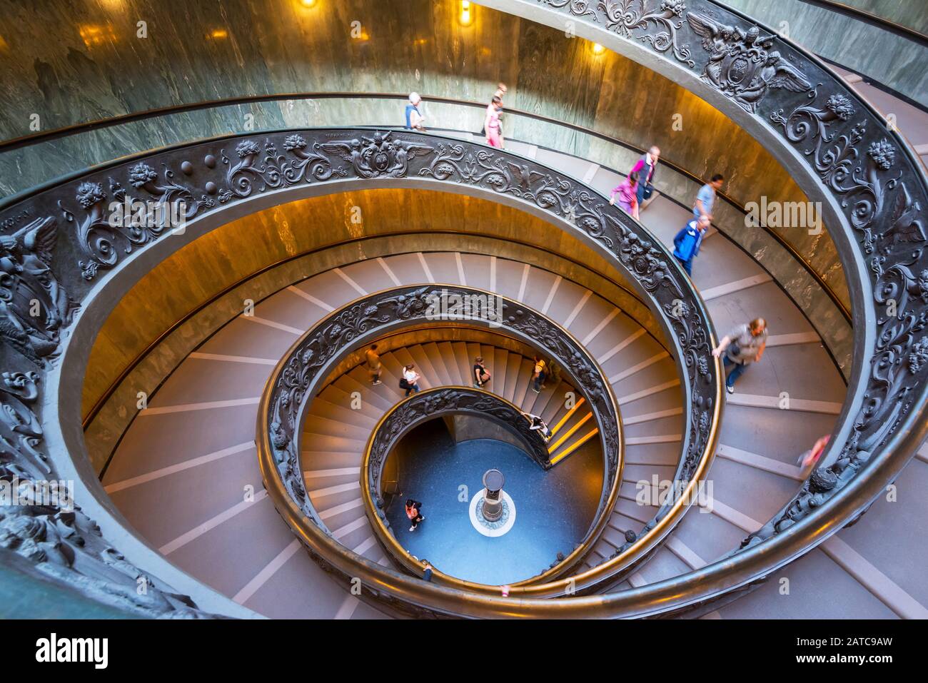 VATICAN - MAY 14, 2014: Double spiral stairs of the Vatican Museums Stock Photo
