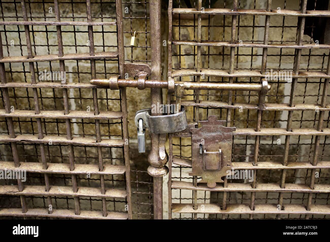 Dungeon jail door in prison, prison, and confinement, Stock Photo