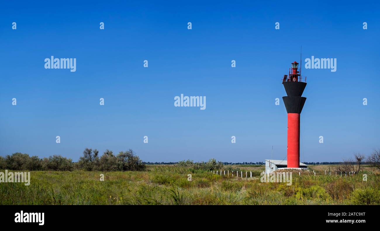 16-meter lighthouse Shagany (Ukraine, Rasseika, Tuzlovski Lagoons National Park) Stock Photo
