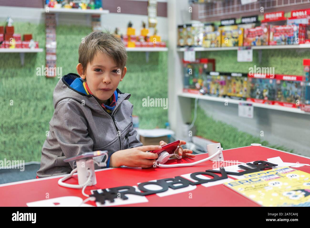 Kyiv Ukraine April 06 2019 Boy Visits Roblox Online Entertainment Platforms For Audiences Under The Age Of 18 Booth During Cee 2019 Largest El Stock Photo Alamy - roblox 18 2019