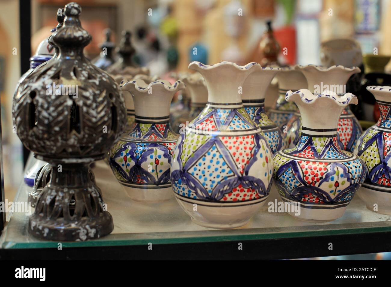 Tarditional vases and lamps for sale in Medina Stock Photo