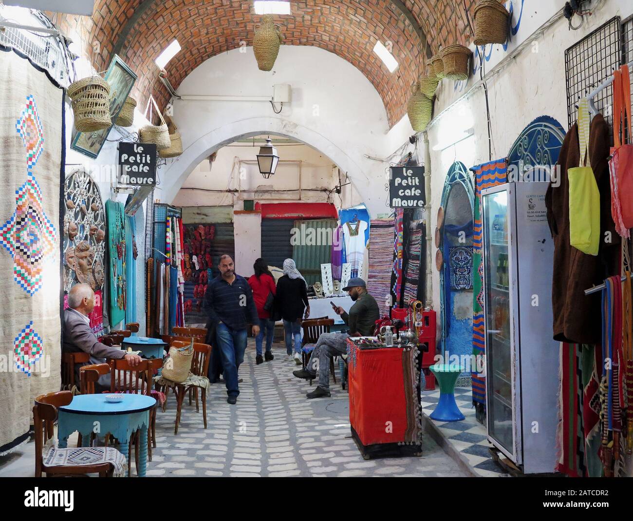 Entrance of Petit Cafe Maure in Medina of Sousse Stock Photo